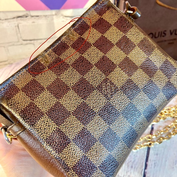 Louis Vuitton Damier Ebene cosmetic Trousse pouch Crossbody bag charm keychain - Picture 10 of 16